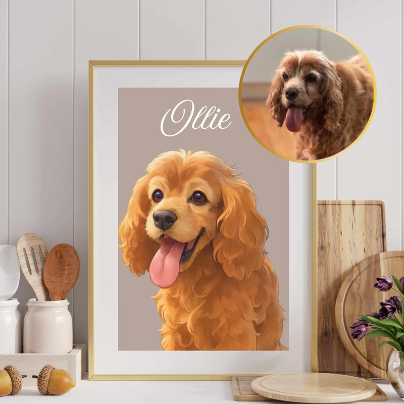 Custom Pet Portrait from Photo – Personalized Digital Dog Art & Memorial Gift