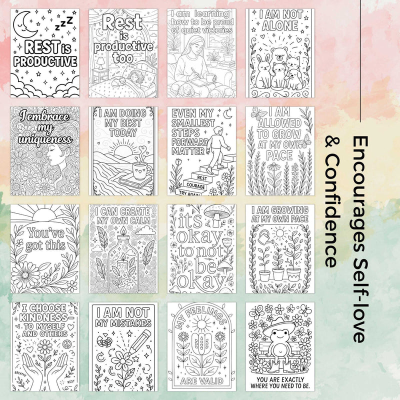 100 Self-Love & Affirmation Coloring Pages – Instant Download for Anxiety Relief