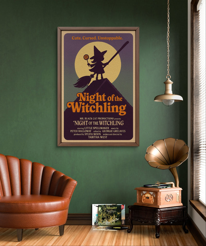 Retro Halloween Witch Poster Digital Download | Vintage Witch Wall Art Print