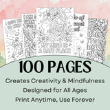 100 Self-Love & Affirmation Coloring Pages – Instant Download for Anxiety Relief