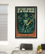 Not Every Monster Is in Your Head Retro Wall Art Print – Mental Health Poster, Vintage Horror Style Printable