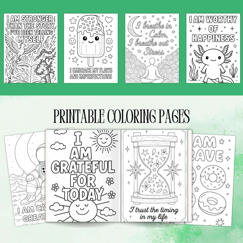 Anxiety Relief Coloring Pages – Affirmation Printables for Teens & Adults