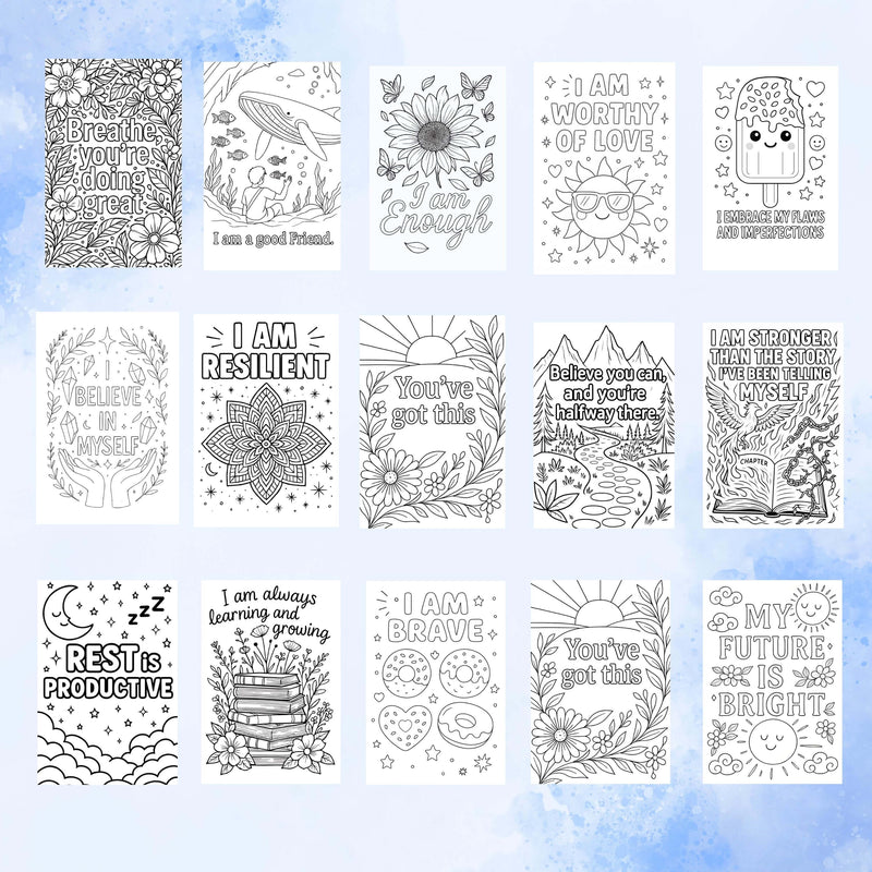 Anxiety Relief Coloring Pages – Affirmation Printables for Teens & Adults