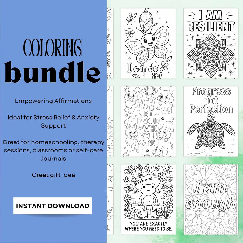 Anxiety Relief Coloring Pages – Affirmation Printables for Teens & Adults