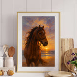 Cowgirl Beach Digital Wall Art – Wild Horse Sunset Art