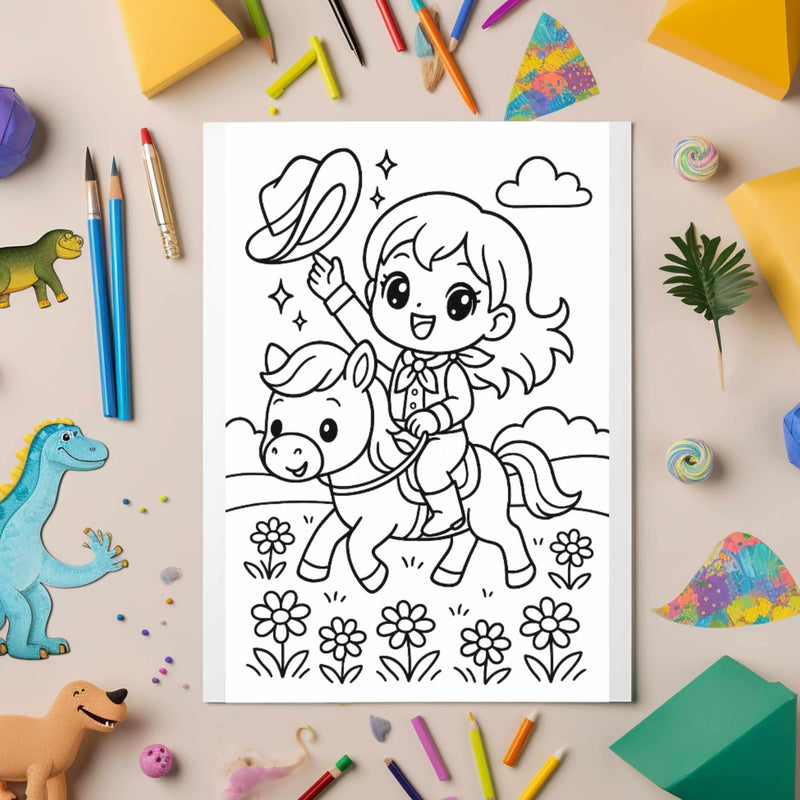 Kawaii Cowgirl & Cowboy Coloring Pages – 20 Cute Western Farm Life Printables