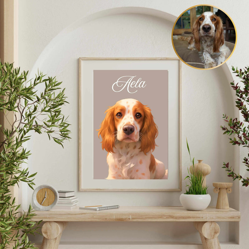 Custom Pet Portrait from Photo – Personalized Digital Dog Art & Memorial Gift