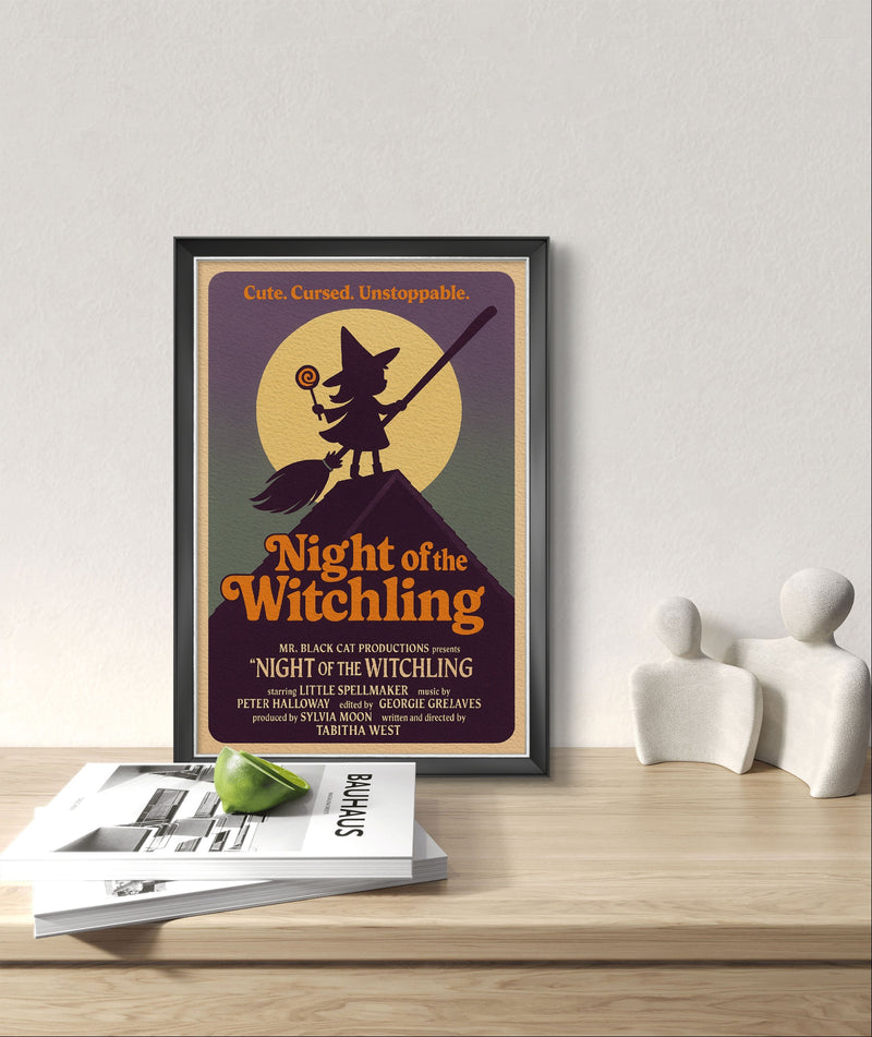 Retro Halloween Witch Poster Digital Download | Vintage Witch Wall Art Print