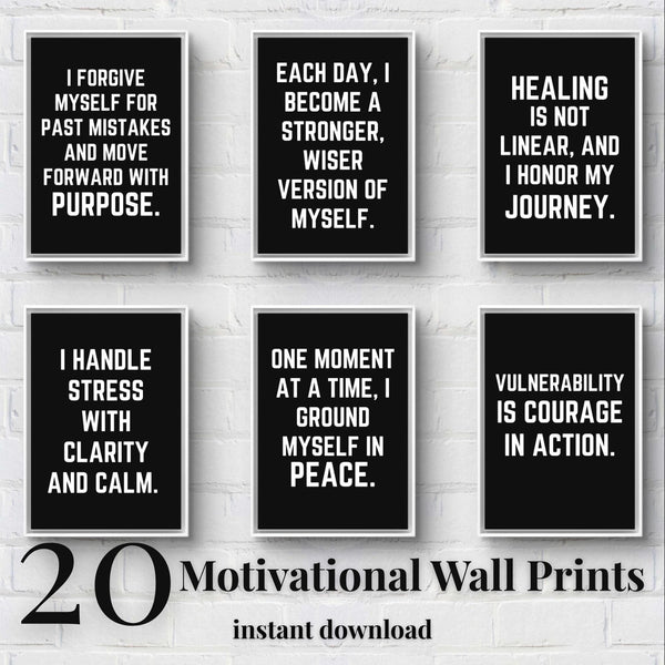 Men’s Inspirational Wall Art – 20 Digital Prints with Inspirational Quotes for Office or Home