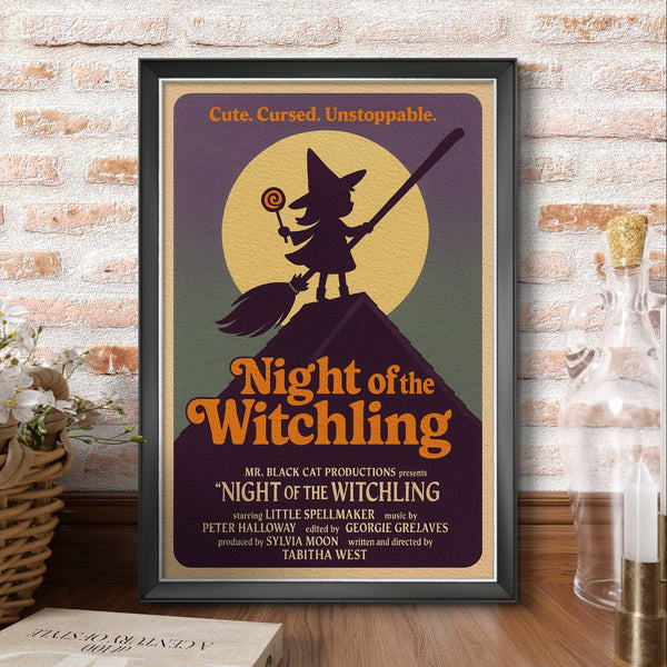 Retro Halloween Witch Poster Digital Download | Vintage Witch Wall Art Print