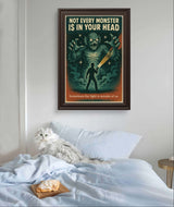Not Every Monster Is in Your Head Retro Wall Art Print – Mental Health Poster, Vintage Horror Style Printable