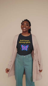 Butterfly Spirit Tee - Soft Heart, Strong Spirit Unisex Cotton Shirt, Inspirational Gift, Casualwear